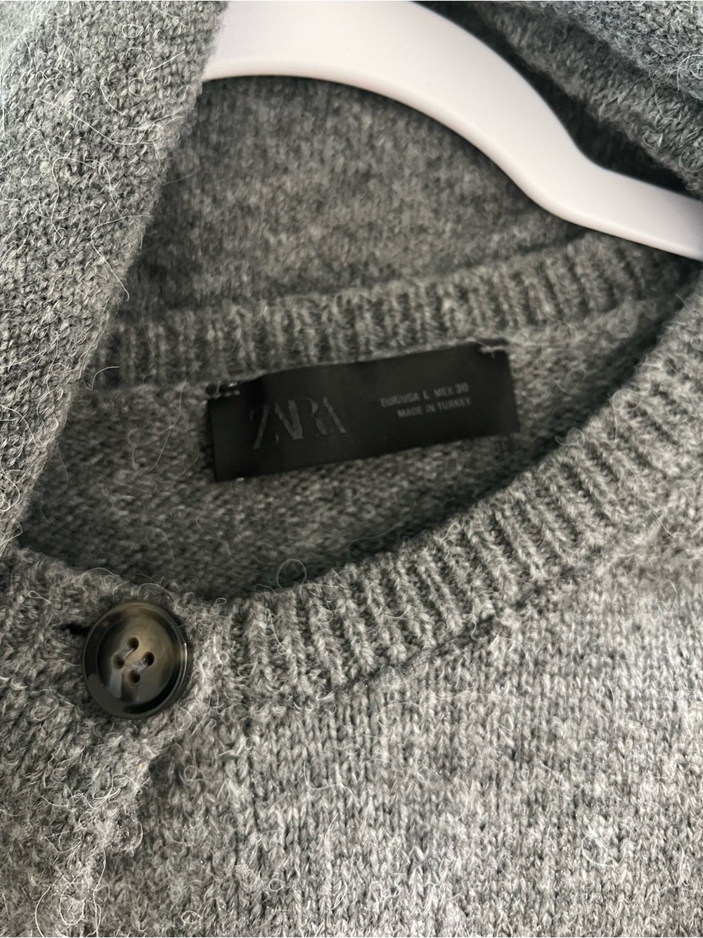 ZARA Grey Button Up Cardigan with Detachable Scarf Bandana Lace Cardigan - Picture 4 of 5
